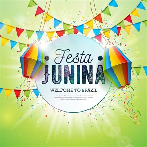 Premium Vector Festa Junina Illustration With Party Flags And Paper