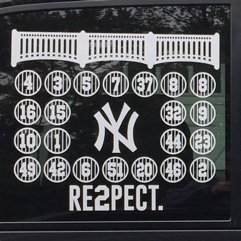 Yankees Retired Numbers Decal Monument Park Vinyl Decal Free Etsy In 2020 Yankees Retired