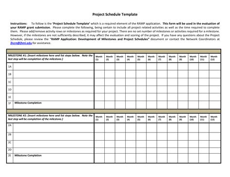 Monthly Project Schedule Templates At