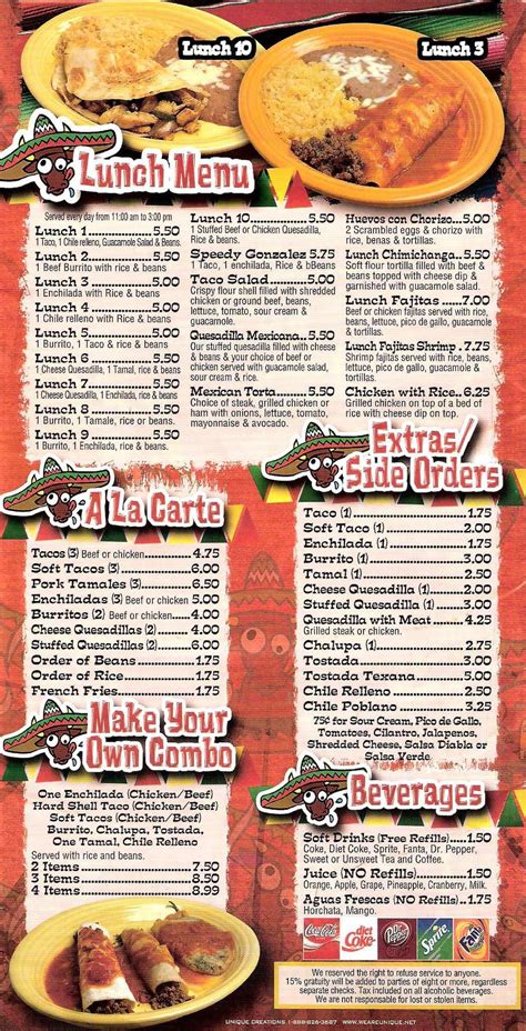 Menu At El Toro Loco Restaurant Memphis Poplar Ave