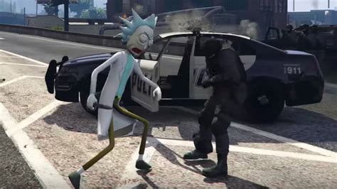 This Rick And Morty Mod For Gta 5 Features Rick Slashing Up Cops And