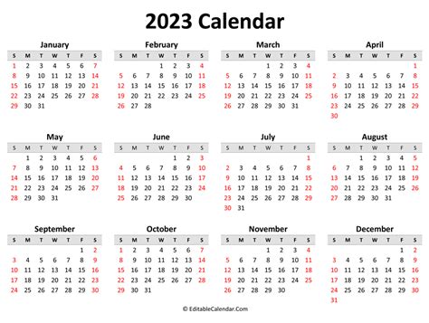 2023 Monthly Calendar Template Landscape Free Printable Templates All
