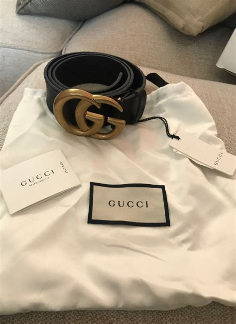 Brand New Black Womens Gucci Belt Size 80 Gold Authentic Comes With