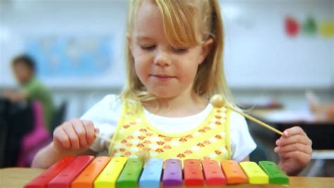 Girl Play On Xylophone Close Up Stock Footage Video 7341751 Shutterstock