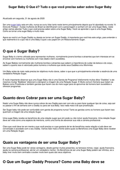 Ppt Sugar Baby O Que Tudo O Que Voc Precisa Saber Sobre Sugar