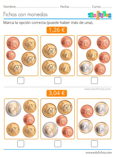 Fichas Con Monedas Y Dinero Para Niños Actividades Con Euros