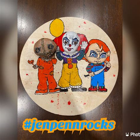Rock Painting Trick Or Treat Sam Pennywise And Chucky Rock And