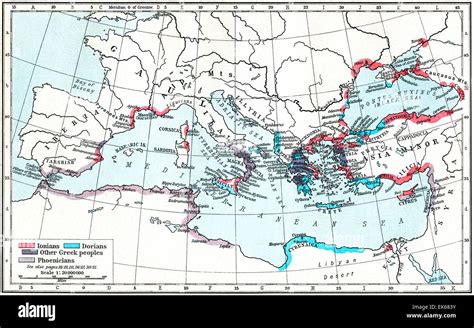 Map Of Greek And Phoenician Settlements In The Mediterranean Basin C