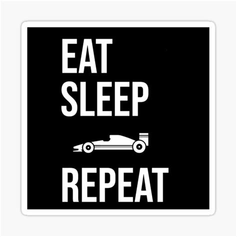 Eat Sleep Race Repeat Logo With Car Picture White Text Sticker For