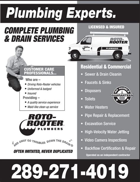 Hire a plumber to help you keep up with how things go down. Roto-Rooter Plumbing & Drain Service - Beamsville, ON