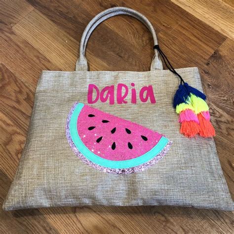 Watermelon Bag Personalized Beach Bag Monogrammed Beach Bag Etsy