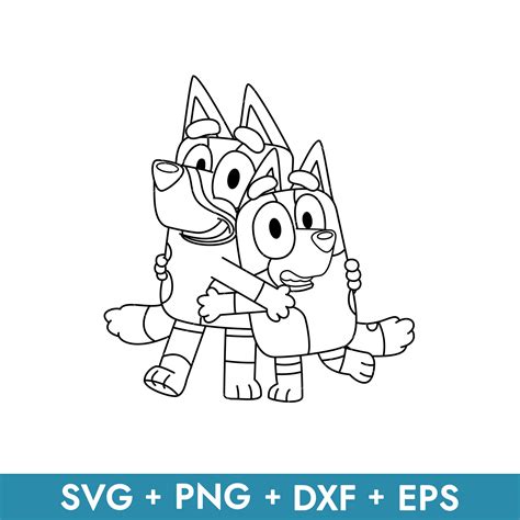 Bluey And Bingo Dog Outline Svg Bluey Svg Cartoon Svg Inspire Uplift