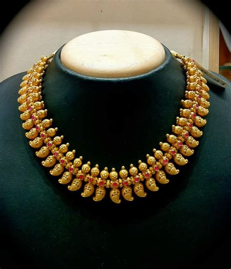 Antique Finish Traditional Mango Necklace Jewellery Designs
