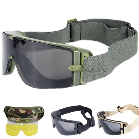 Military Tactical Glasses 3 Lens Ballistic Windproof Uv Protect Eyewear Tactical Goggles For