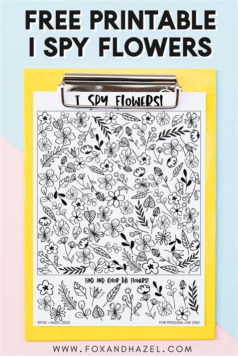 free printable i spy flowers activity sheet fox hazel free