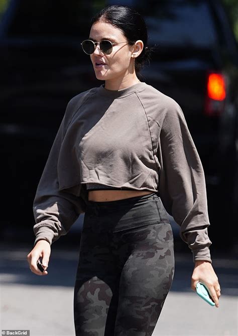 Lucy Hale Teases Her Taut Midriff In Cropped Sweatshirt As She Hikes