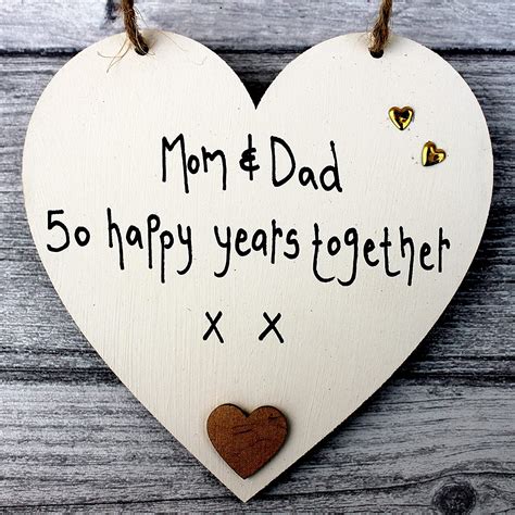 Order gifts for grandparents online. Handmade golden/50th wedding anniversary wooden heart gift ...