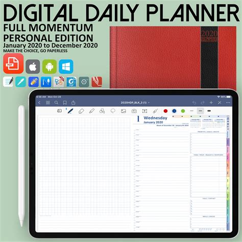 Daily Digital Planner Horizontal Layout Work Planner Etsy Canada