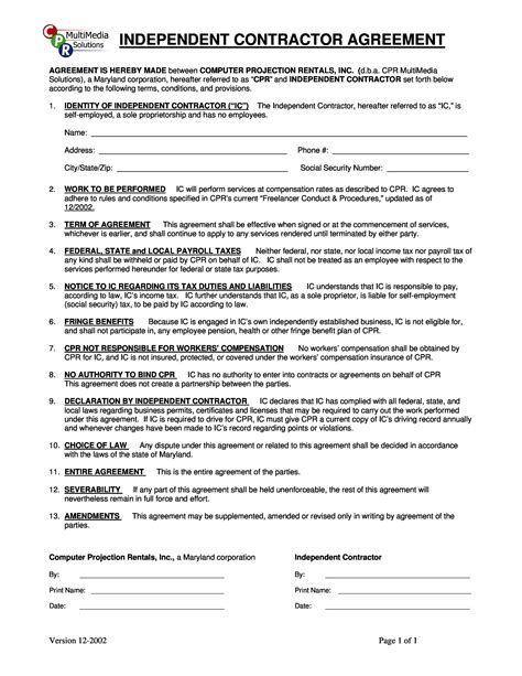 50 Free Independent Contractor Agreement Forms And Templates