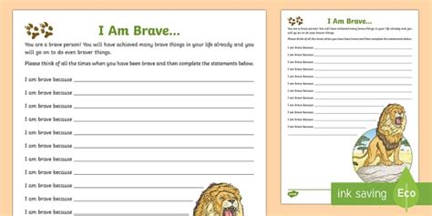 I Am Brave Poster Worksheet Primary Resources Twinkl