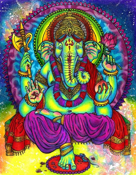 Ganesha Psychedelic Wallpaper Supportive Guru