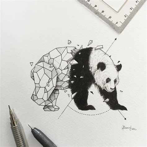 Geometric Beasts Panda 🐼 Geometric Tatoos Geometric Tattoo Panda