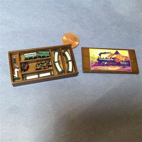 Toy Train Set in Wood Storage Box | eBay | Toy trains set ...