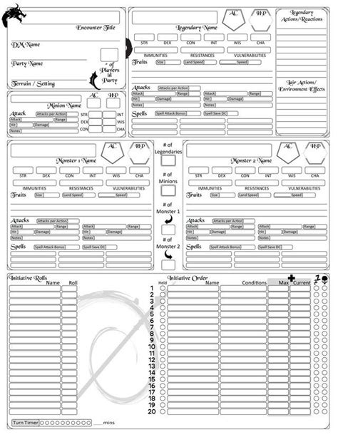 Complete combat sheet 5e