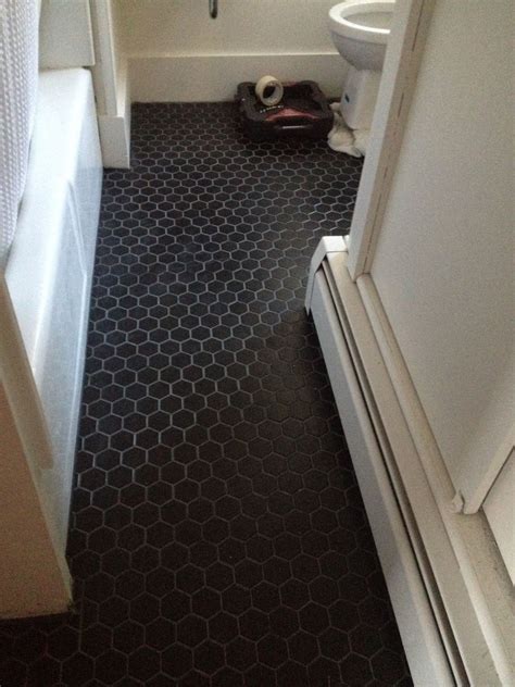 Black Hexagon Tile With Black Grout
