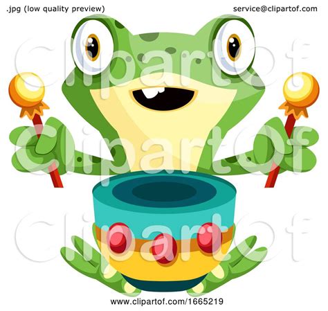 Cheerful Green Frog Playing Drums By Morphart Creations 1665219