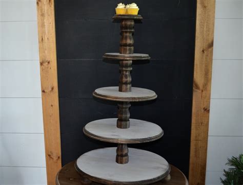 5 Tier Cupcake Standfarmhouse Cupcake Standrustic Wood Etsy