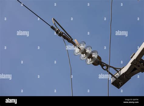 Glass Insulator On The Power Line Insulator Of Electrical High Voltage