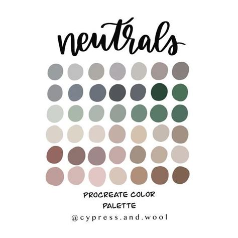 Ultimate Neutrals Procreate Color Palette Color Swatches Etsy Jewel