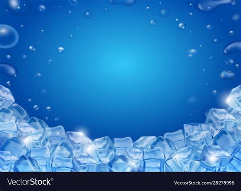 Ice Cubes Blue Background Realistic Royalty Free Vector
