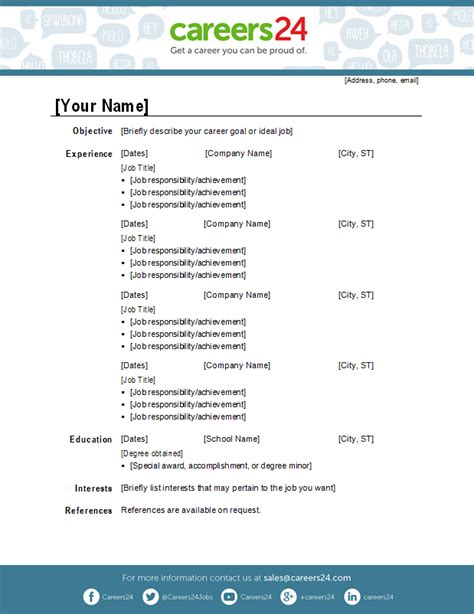 However if you are interested in getting some assistance with editing and revamping your cv you can check out this cv revamping service which will use any of the cv's below to take your cv to the next level. Another 4 free downloadable CV templates for South African job seekers - The Job Line