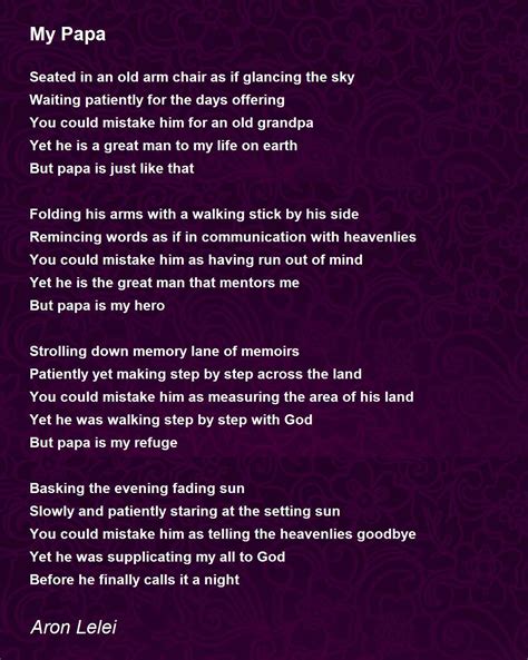 My Papa Poem by Aron Lelei - Poem Hunter