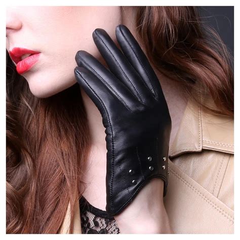 2019 Genuine Leather Gloves For Women Black Sheepskin Finger Gloves Winter Autumn Fashion Gloves