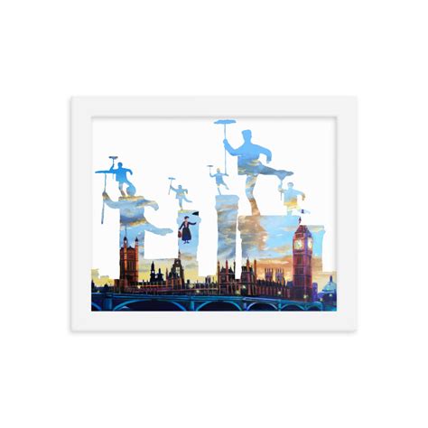 Mary Poppins Print London Chimney Sweeps Silhouette Framed Poster