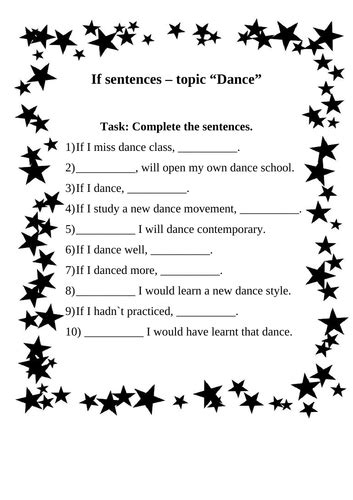 If Sentences Topic “dance” Teaching Resources