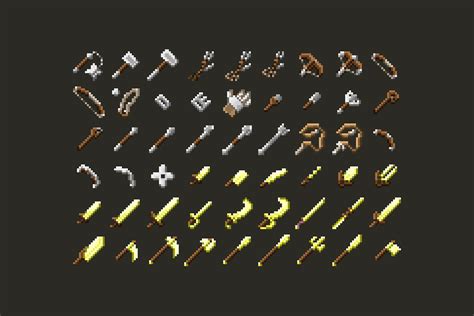 Pixel Art Weapons Asset Pack Game Sprites Images And Photos Finder