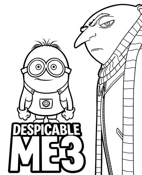 Download the colorint app from the application store to be able to print coloring. Despicable Me 3 main characters to color, Gru and Minion