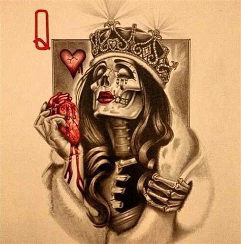 Queen Of Hearts Skulls Skulls Skulls Pinterest Queens Tattoo