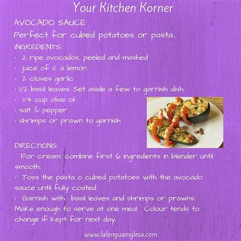 Sigue este enlace para descargar gratis la. Receta Salsa de aguacate #Inglés #English #Recipe #Receta ...