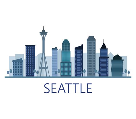 Seattle Skyline Outline Vector At Collection Of