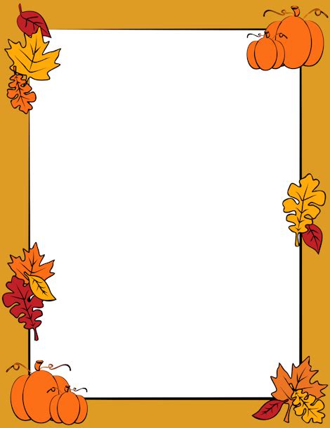 An Autumn Page Border With Fall Leaves And Pumpkins Free Downloads At
