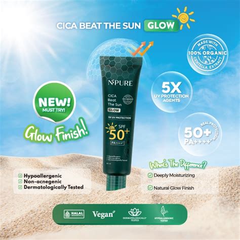 jual npure sunscreen cica beat the sun sunscreen hypoallergenic spf 50 pa kulit kering