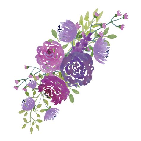 Watercolour flowers watercolor painting floral bouquets watercolor: Library of watercolorpurple hydrangea vector freeuse ...