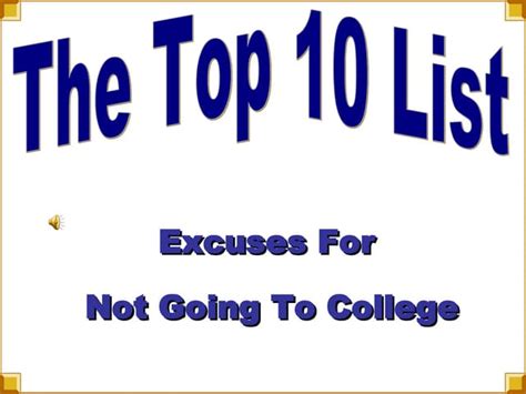 Top Ten Excuses Ppt
