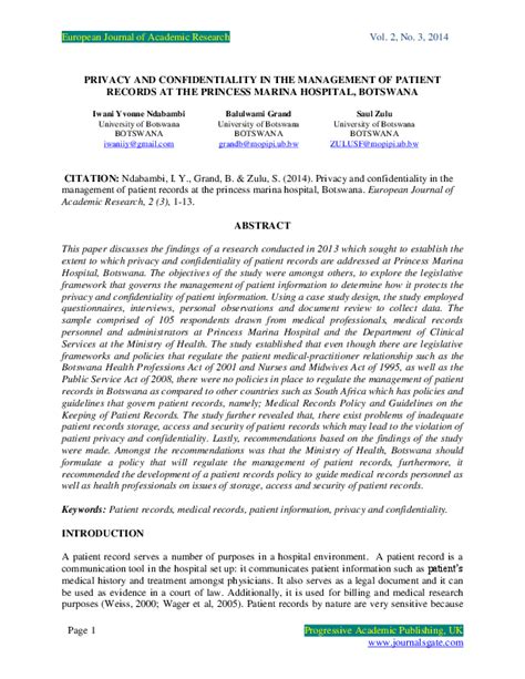(PDF) PRIVACY AND CONFIDENTIALITY IN THE MANAGEMENT OF ...