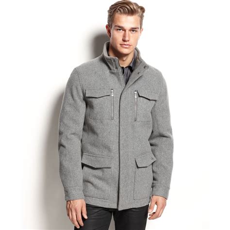 Lyst Calvin Klein Basic Wool Four Pocket Coat In Gray For Men